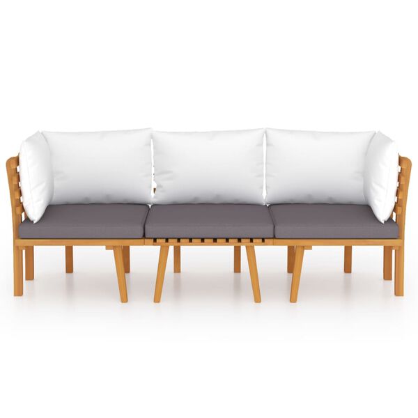vidaXL 3-tlg. Garten-Lounge-Set mit Kissen Massivholz Akazie
