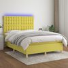 vidaXL Boxspringbett mit Matratze & LED Gr&uuml;n 140x190 cm Stoff