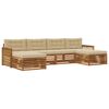 vidaXL Outdoor-Sofagarnitur 6 stk. Natur und Beige Massivholz Akazie