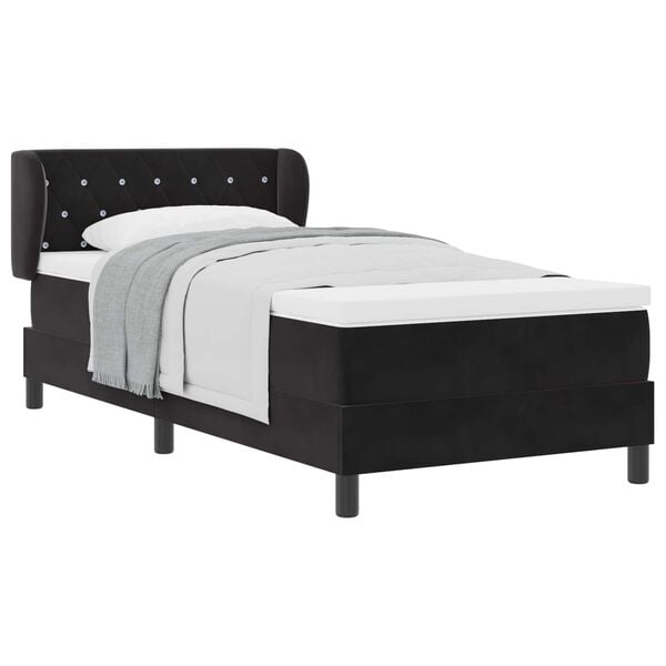 vidaXL Boxspringbett mit Matratze Schwarz 90 x 200 cm Samt
