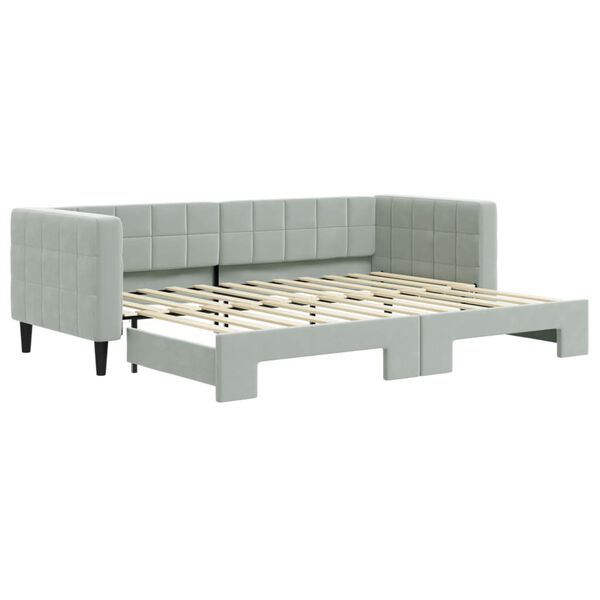 vidaXL Tagesbett Ausziehbar Hellgrau 80x200 cm Samt