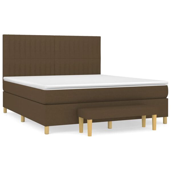 vidaXL Boxspringbett mit Matratze Dunkelbraun 180x200 cm Stoff