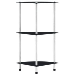 vidaXL Regal mit 3 Ablagen Schwarz 30x30x67 cm Hartglas