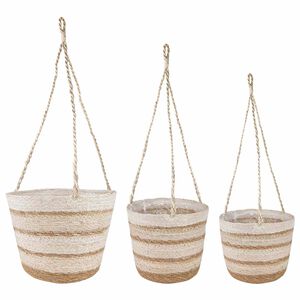 vidaXL 3 stk. Nat&uuml;rlich, Wei&szlig; und Beige &Oslash;26 x 19 cm 100% Seegras