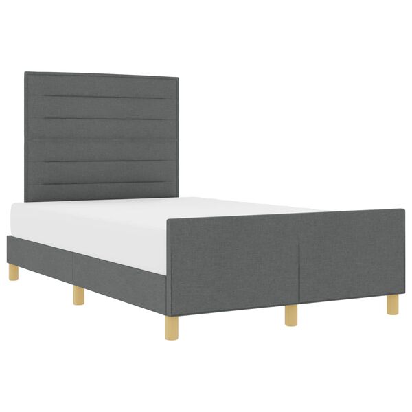 vidaXL Bettgestell mit Kopfteil Dunkelgrau 140 x 190 cm Stoff