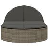 vidaXL Doppel-Sonnenliege mit Kissen Grau Poly Rattan