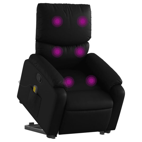 vidaXL Massagesessel mit Aufstehhilfe Schwarz Kunstleder