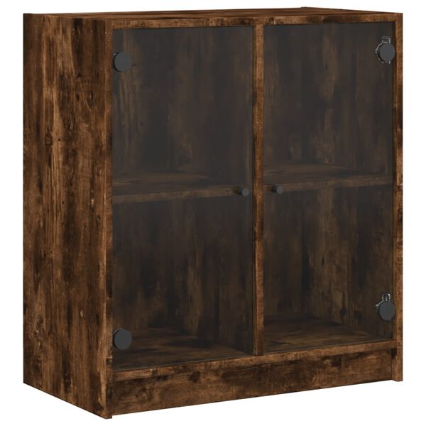 vidaXL Beistellschrank mit Glast&uuml;ren R&auml;uchereiche 68x37x75,5 cm