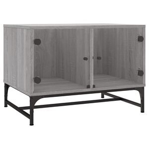 vidaXL Couchtisch mit Glast&uuml;ren Grau Sonoma 68,5x50x50 cm