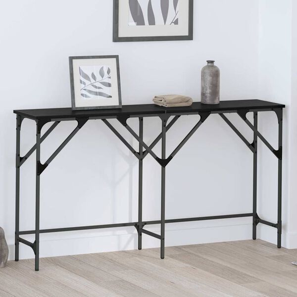 vidaXL Konsolentisch Schwarz Eichen-Optik 140 x 29 x 75 cm