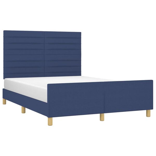 vidaXL Bettgestell ohne Matratze Blau 140x190 cm Stoff