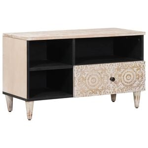vidaXL TV-Schr&auml;nk Wei&szlig; 80 x 33,5 x 46 cm Massivholz Mango