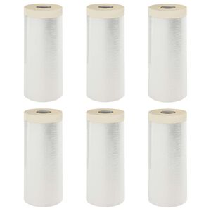 vidaXL Staubschutzfolie mit Klebeband 6 pcs Transparent 110 x 3300 cm