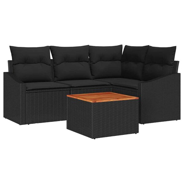 vidaXL Gartensofa-set mit Speicher 5 pcs Schwarz Poly-Rattan