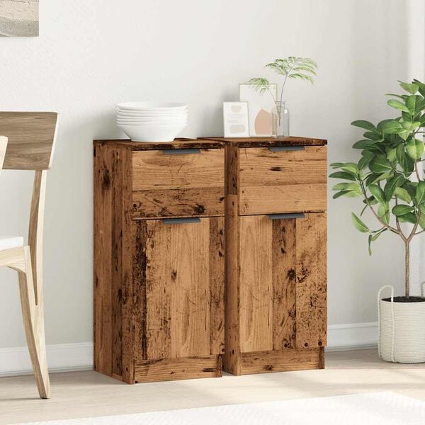 vidaXL Sideboards 2 Stk. Altholz-Optik 30x30x70 cm Holzwerkstoff