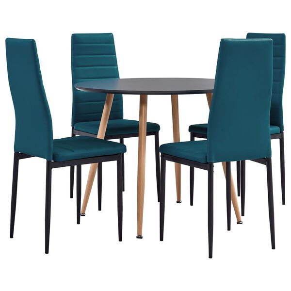 vidaXL 5-tlg. Essgruppe Kunstleder Meeresblau