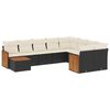 vidaXL 10-tlg. Garten-Sofagarnitur mit Kissen Schwarz Poly Rattan