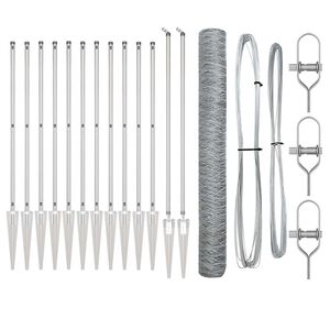 vidaXL Sechseckzaun mit Pfosten 25 x 1,4 m Verzinkter Stahl Silber