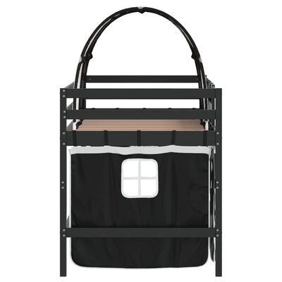 vidaXL Kinderhochbett mit Tunnel Weiß & Schwarz 90x190 cm Kiefernholz