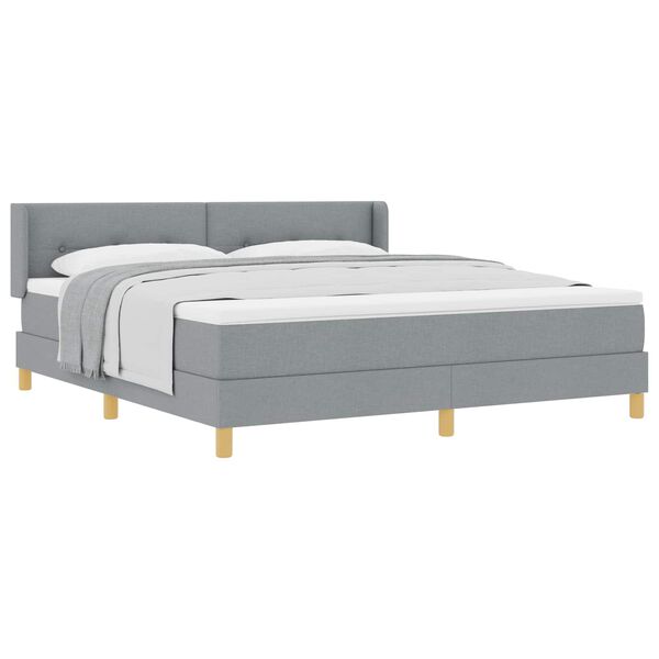 vidaXL Boxspringbett mit Matratze Hellgrau 180 x 200 cm Stoff