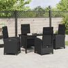 vidaXL Garten Essgruppe mit Kissen 5 pcs Schwarz Poly-Rattan