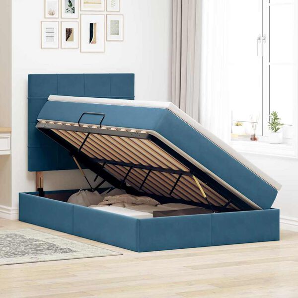 vidaXL Aufbewahrungsbett mit Matratze Dunkelblau 120 x 200 cm Samt