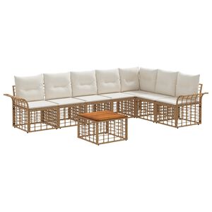 vidaXL Outdoor-Sofagarnitur 8 stk. 7-Sitzer Natur und Cremewei&szlig;