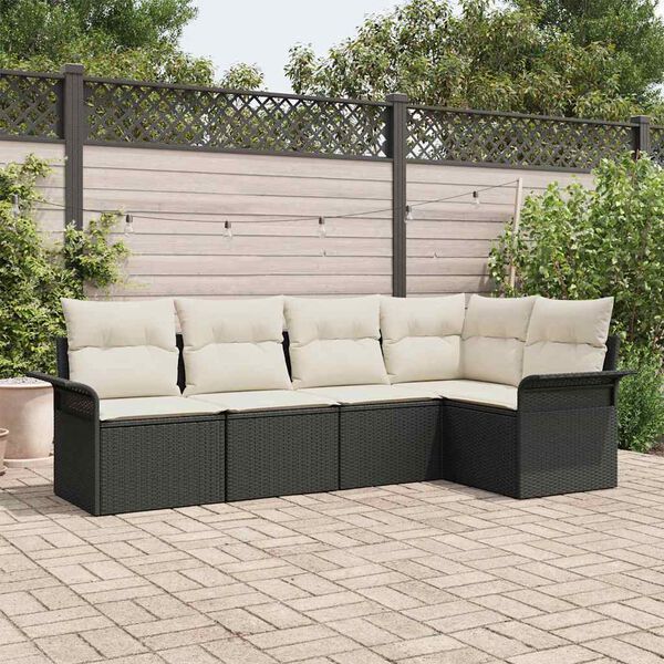 vidaXL Gartensofa-set mit Speicher 5 pcs Schwarz Poly-Rattan