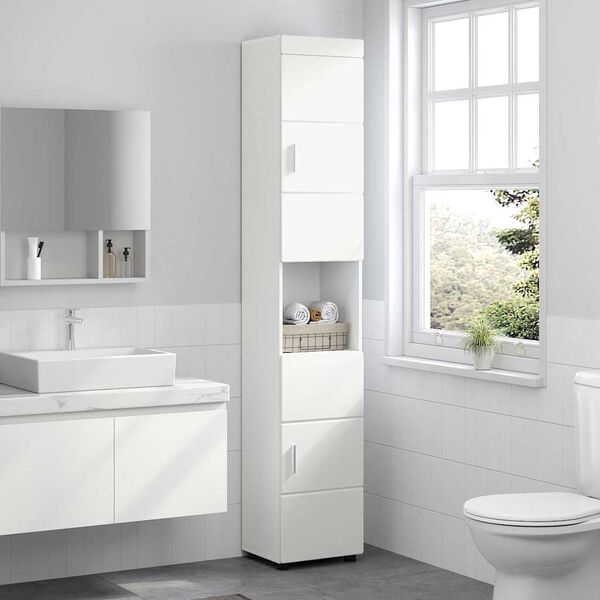 vidaXL Badezimmerschrank-Set TULUM Wei&szlig; 37 x 31,5 x 203 cm