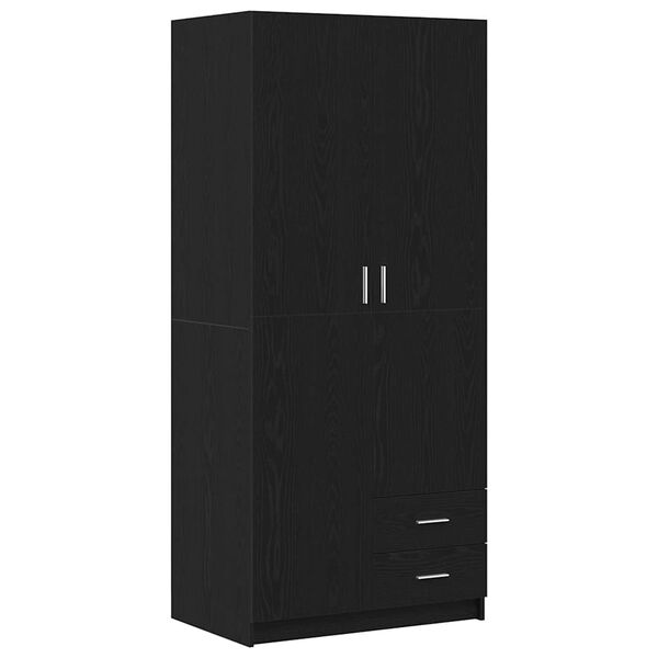 vidaXL Kleiderschrank mit Tür Schwarz Eichen-Optik 80 x 52 x 180 cm