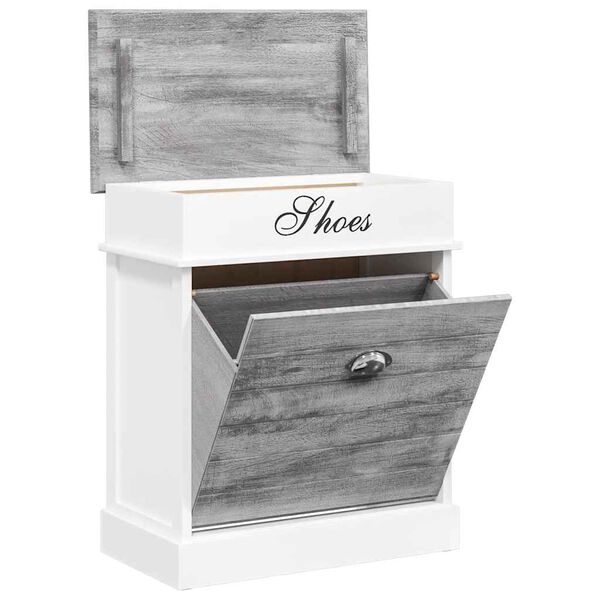 vidaXL Schuhschrank Grau 50 x 28 x 58 cm Paulownia Holz