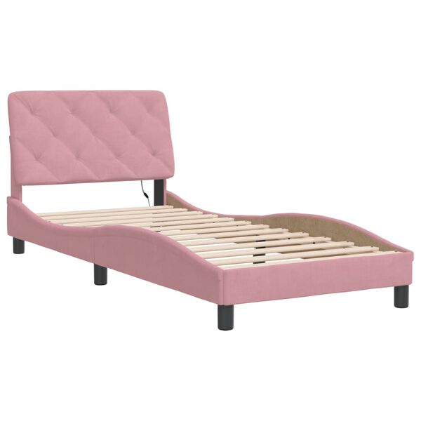 vidaXL Bettgestell mit LED ohne Matratze Rosa 80x200 cm Samt