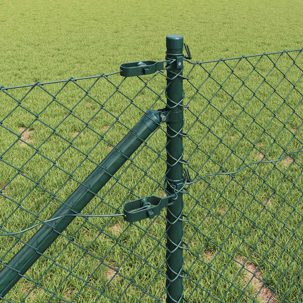 vidaXL Zaunpfosten Gr&uuml;n 25 x 0,4 m (60 x 60 mm Maschen) Stahl und PVC