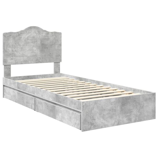 vidaXL Aufbewahrungsbett Beton Grau 75 x 190 cm Holzwerkstoff