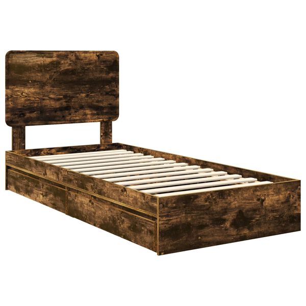 vidaXL Aufbewahrungsbett Ger&auml;ucherte Eiche 75 x 190 cm Holzwerkstoff