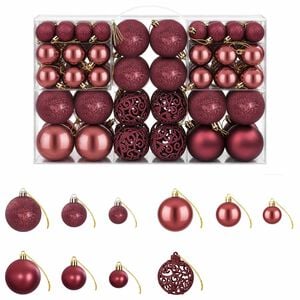 vidaXL Weihnachtskugeln 100 Stk. Weinrot 3 / 4 / 6 cm