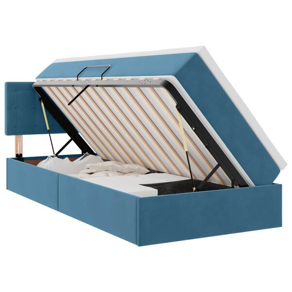 vidaXL Bett mit Stauraum und LED mit LED Dunkelblau 90 x 200 cm Samt