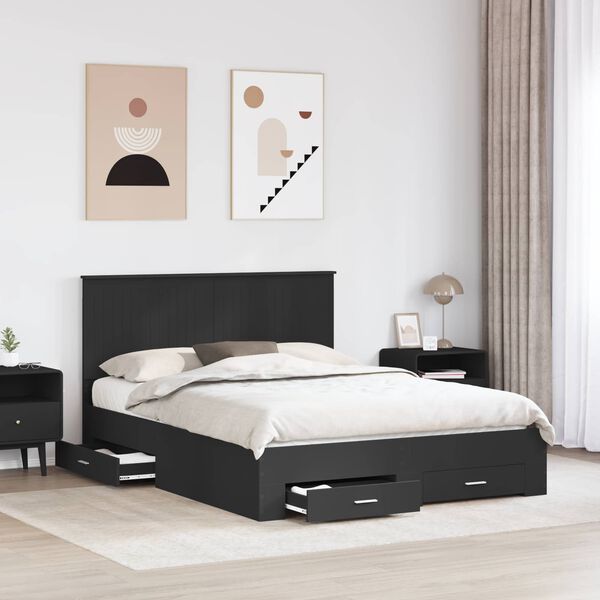 vidaXL Bettrahmen Schwarz und Silber 150 x 200 cm Holzwerkstoff