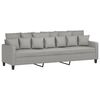 vidaXL 3-Sitzer-Sofa mit Hocker Hellgrau 210 cm Stoff