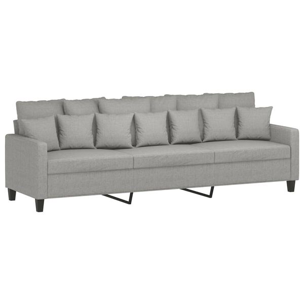 vidaXL 3-Sitzer-Sofa mit Hocker Hellgrau 210 cm Stoff