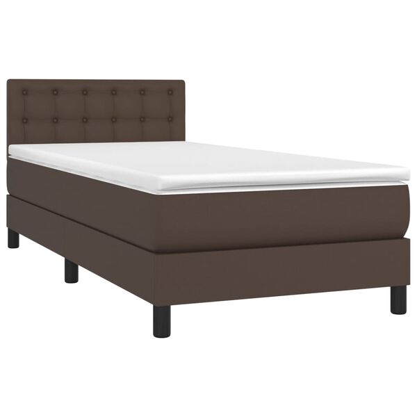 vidaXL Boxspringbett mit Matratze & LED Braun 100x200 cm Kunstleder