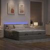 vidaXL Ottoman-Bett mit Matratzen & LEDs Hellgrau 180x200 cm Stoff
