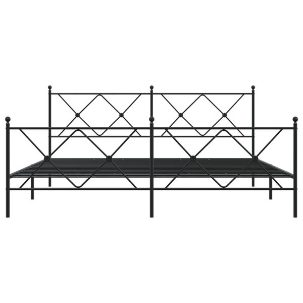 vidaXL Bettgestell mit Kopf- und Fu&szlig;teil Metall Schwarz 183x213 cm