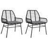 vidaXL Gartenst&uuml;hle 2 Stk. mit Kissen Schwarz Poly Rattan