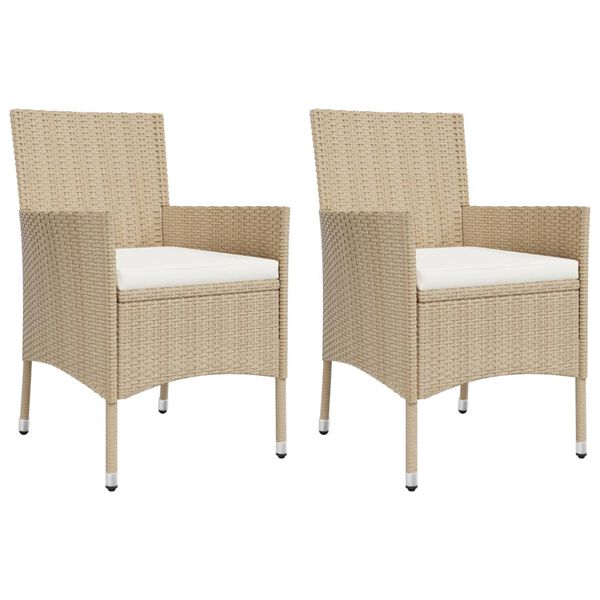 vidaXL 3-tlg. Garten-Essgruppe mit Kissen Beige Poly Rattan