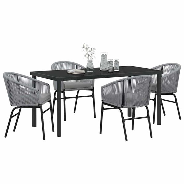 vidaXL Garten Essgruppe 5 pcs Anthrazit Pulverbeschichteter Stahl