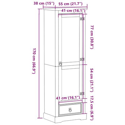 vidaXL Kleiderschrank Corona 55x38x170 cm Massivholz Kiefer