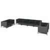 vidaXL 8-tlg. Garten-Lounge-Set mit Kissen Poly Rattan Dunkelgrau