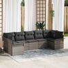 vidaXL Garten-Sofa-Set mit Kissen mit Speicher 7 pcs Grau Poly Rattan
