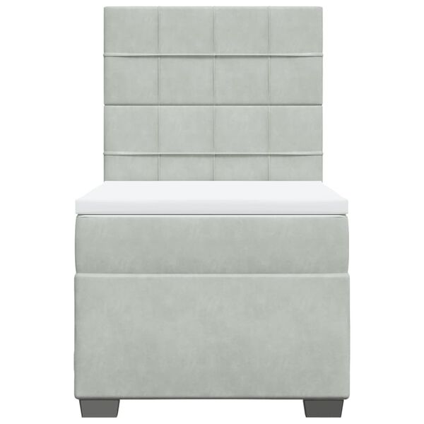 vidaXL Boxspringbett mit Matratze Hellgrau 90x200 cm Samt